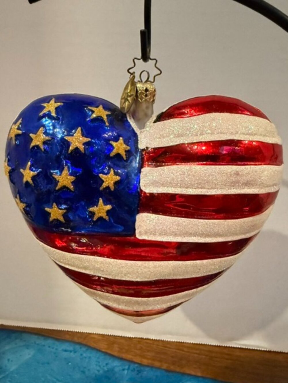 Christopher Radko 2001 Brave Heart American Flag Patriotic USA Glass Ornament
